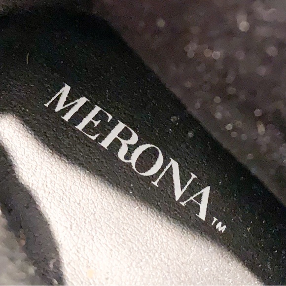 Merona Blue Silver Embroidered Floral Chunky Heel Ankle Boots 8.5 - Picture 5 of 6